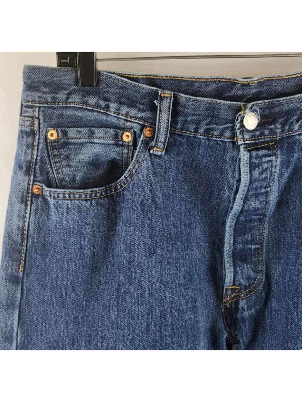 LEVIS 501 Jeans Mens 36x33 Red Tab Button Fly Blue Jeans Straight Leg